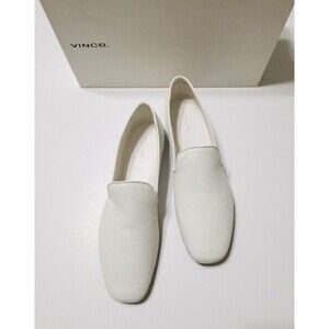 NIB Vince Bray White Leather Flat Loafer Smoking Slipper Size 6.5, 8, 8.5 $295